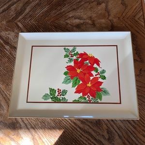 Vintage Otagiri Poinsettia Christmas Serving Tray